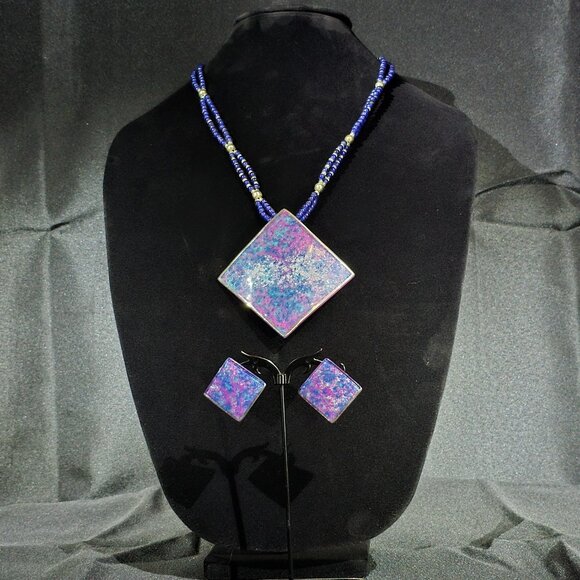Blue & Purple Square Jewlery Set - Picture 3 of 6